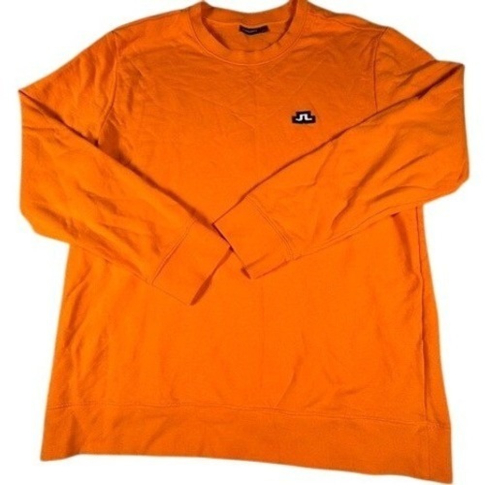 J.Lindeberg Sweatshirt Mens XXL Throw Ring Loop Orange Bridge Logo Pullover